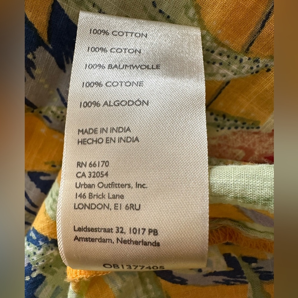 Maeve Size XS yellow tropical print cotton blouse. Front and cuff buttons - Picture 12 of 13